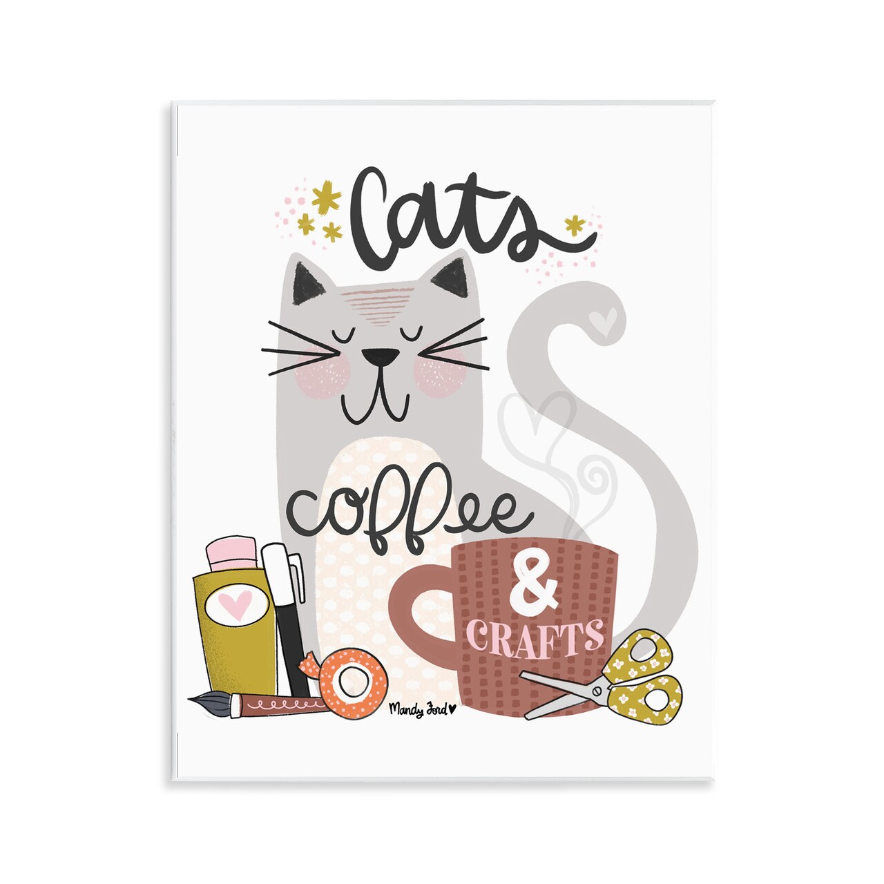 Stupell Industries Cats Coffee & Crafts Wall Plaque Design by Mandy Ford Art + Illustration